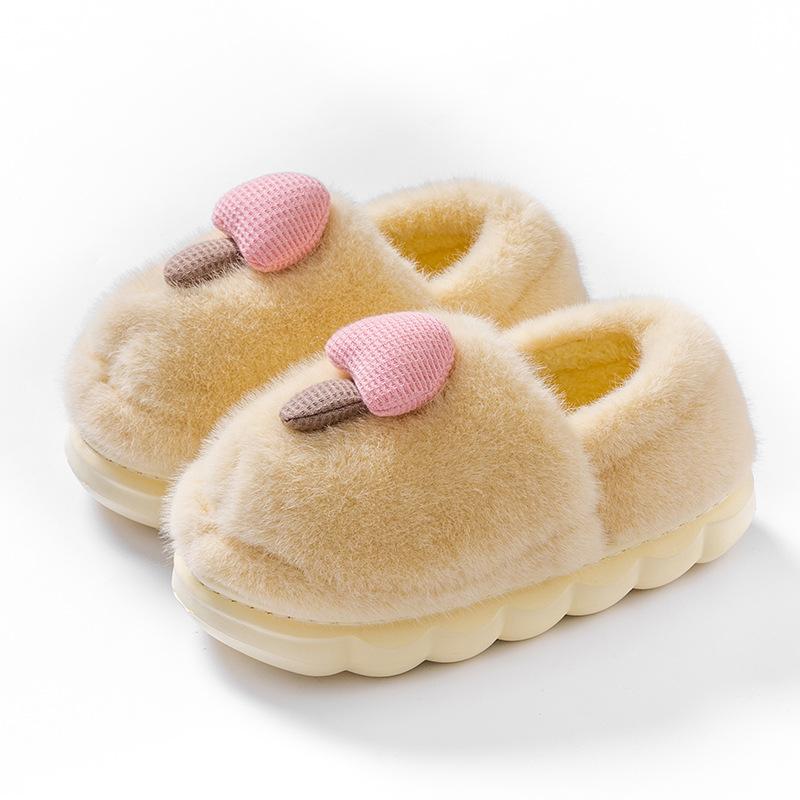 Cotton slippers women's autumn and winter 2025 new cartoon small mushroom indoor home velvet thick-soled super warm cotton shoes women