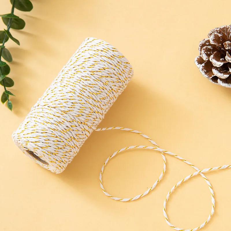 100 Meter/Roll Two Colors Cotton Baker Twine Rope Cord DIY Gift Crafts Wrap Christmas Wedding Decoration Gift Packaging String