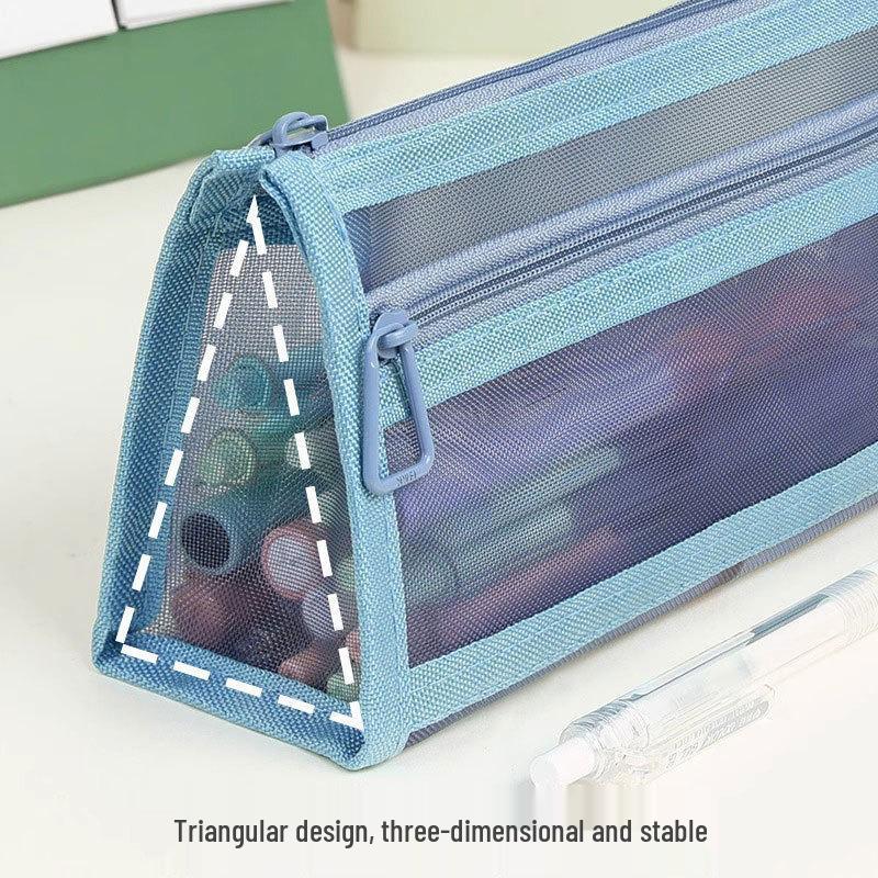 High-Quality Transparent Mesh Pencil Case: Elegant, Spacious, and Durable for Elementary Students