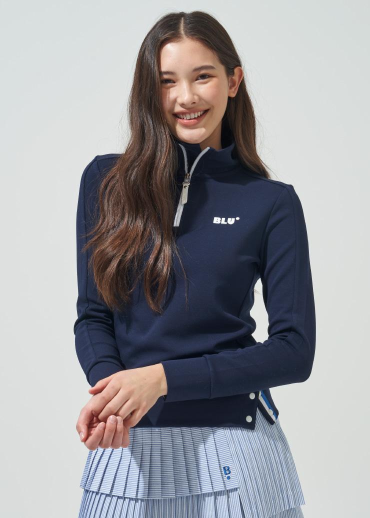 Blue Dot Half-Zip Volume T-Shirt Plus_Ny 85