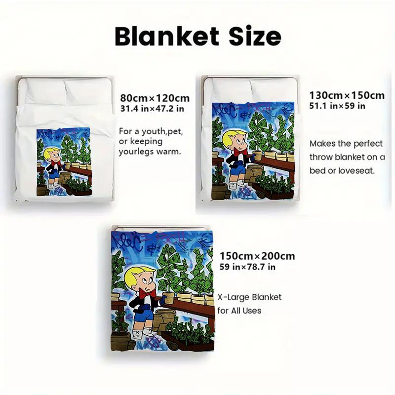 Richie Rich Comic Scene 2D Flat Pattern Flannel Blanket High quality All Seasons Warmth and Comfort Perfect for Christmas Gifts.NMT0928143