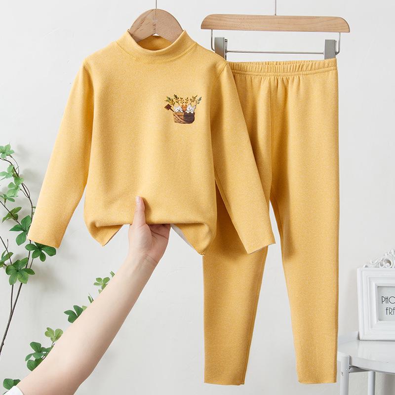 Thermo-Unterwäsche-Set für Kinder mit mittellangem Halsausschnitt – Frühjahr 2025, Flanellhosen für Kinder