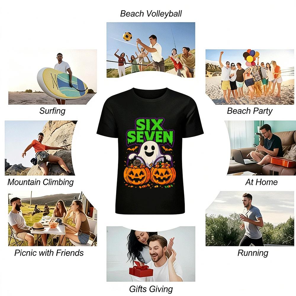 Halloween Ghost Pumpkin Candy Top For Six Seven Year Old Kids Pure cotton T-shirt