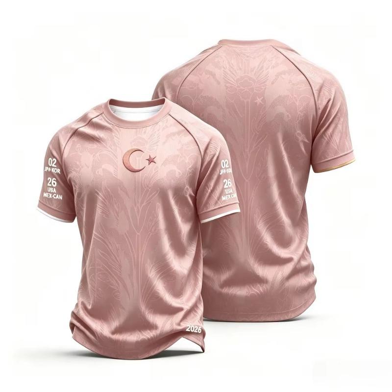 Turkey26-27 Special Edition Soccer Jersey Black Subtle Floral Print Men Short Sleeve Football Shirt for Match Training Game Wear