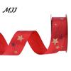 Fabric Ribbon for Party Decor Christmas Ribbon, Glitter Star & Tree Decorative Red Handmade Floral Arrangement Green Holiday Gift Wrapping,
