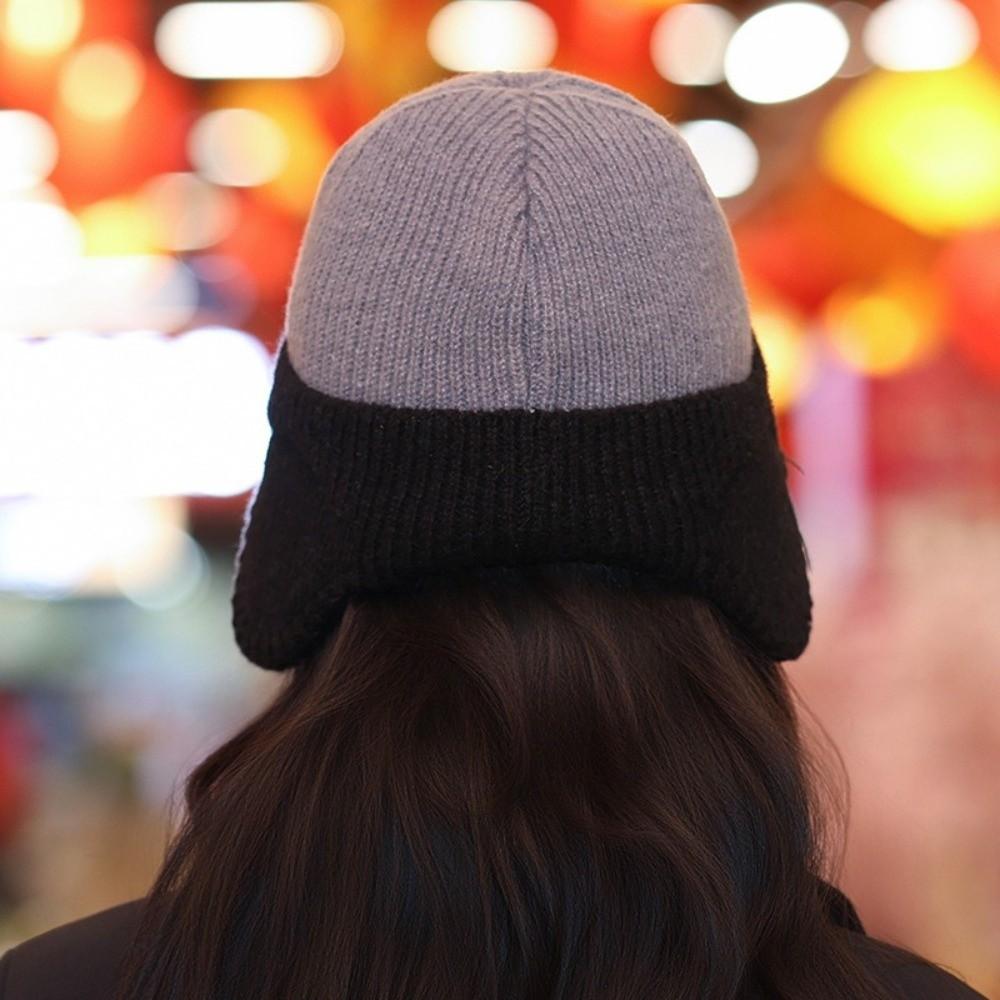 Versatile Ear Protection Knit Baseball Cap Thickened Keep Warm Winter Warm Hat Dual Tone Thermal Knit Beanie Men Women