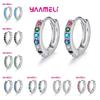 Classic 925 Silver Multicolor Cubic Zircon Small Hoop Earrings for Women Girls Wedding Party Fashion Jewelry Gifts