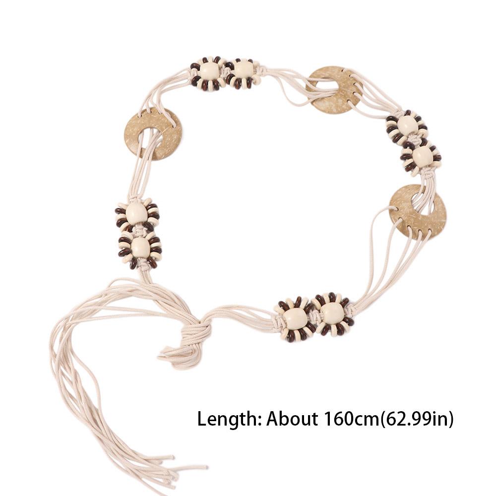 Vintage Bohemian Waist Rope Jeans Decor Beads Knitted Waistband  Dress Decoration