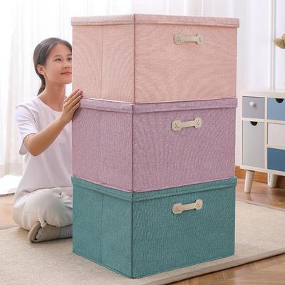 Portable Cotton and Linen Storage Box with Lid for Clothes and Toys, Foldable Cabinet Organizer