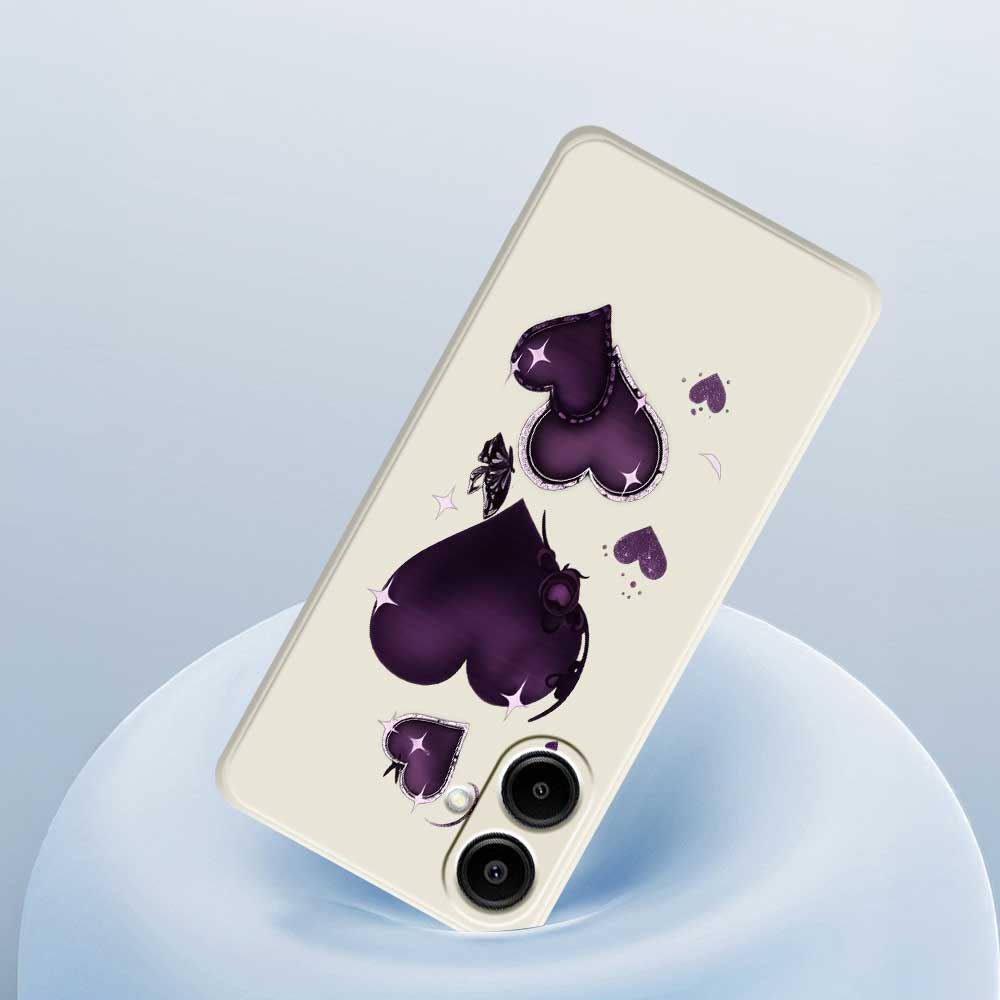 For Samsung Galaxy A07 4G Case Purple Love Pattern Printing Straight Edge TPU Phone Back Cover