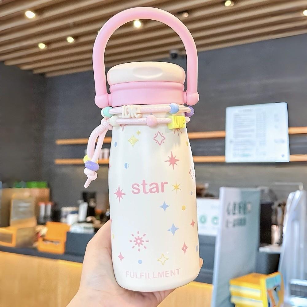 

Portable 600ml Vacuum Cup Insulation Or Cooling Large Capacity Insulated Cup With Pendant Stainless Steel Cup for Office Workers 50ml рожевий