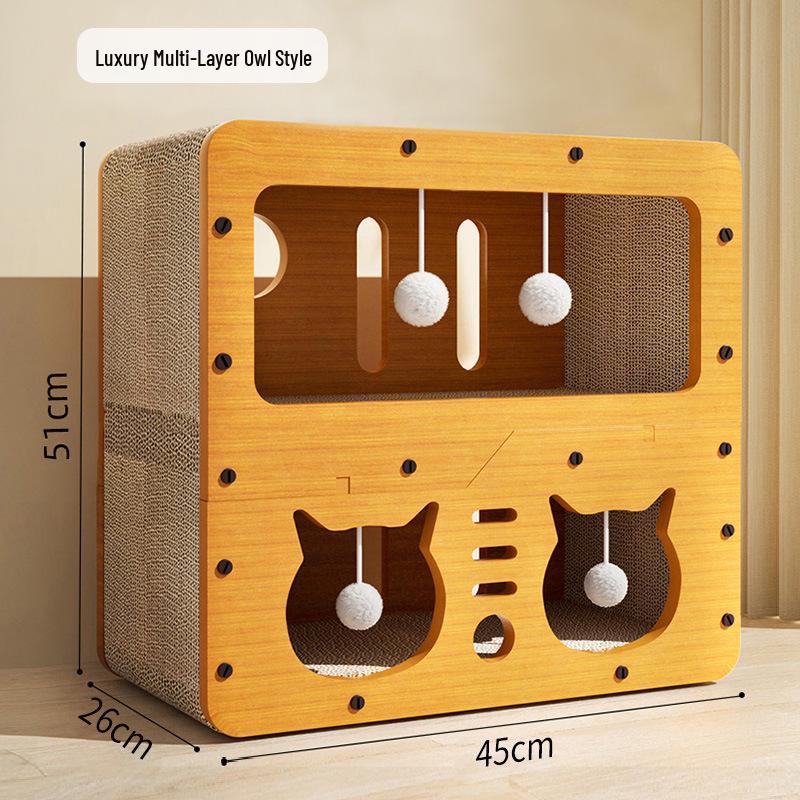 All-Season Durable Cat Scratching Board & Bed - Scratch-Resistant, Non-Shedding, Cat Claw Sharpener & House