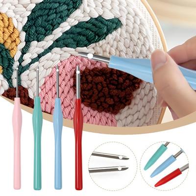 1/4Pcs Adjustable Embroidery Punch Needle Kit DIY Craft Poking Cross Stitch Tools Magic Embroidery Pen 2.5/3/3.5/5.0mm Tip