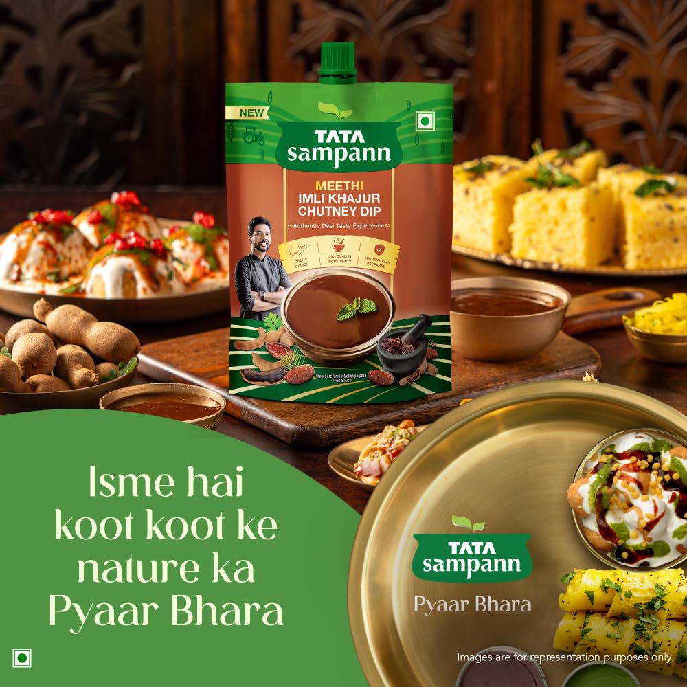 Tata Sampann Meethi Imli Khajur Chutney Dip 200 g Sweet Tangy Date Tamarind Sauce For Snacks And Chaats Everyday