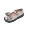 Gradual Bow Child Fashion Burgundy Leather Shoes Fashionable Korean Elegant Shallow Mary Jane Spring Casual Versatile
