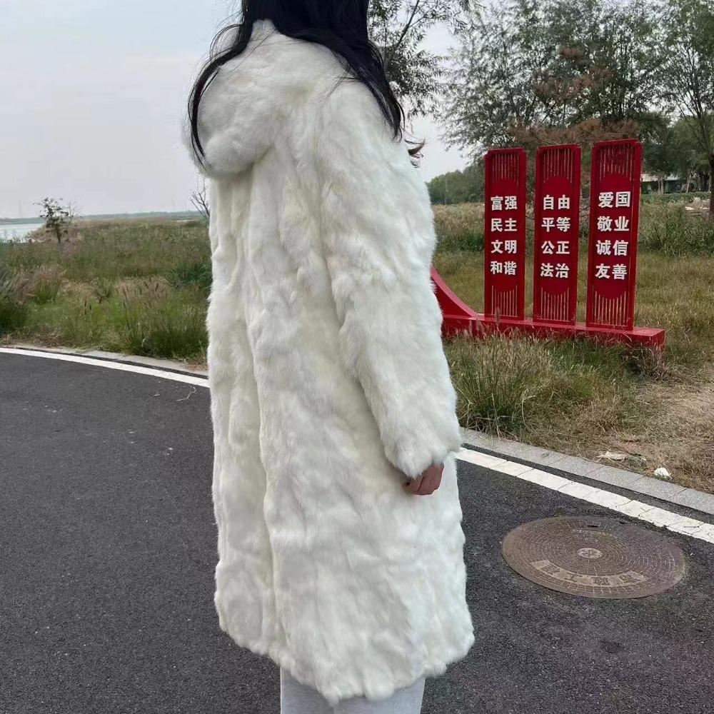 Fur Jacket Women's New Real Rabbit Fur Anti-season Long Medium and Long Fur Integrated Winter Coat