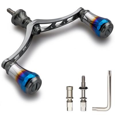 HEIGHTEN Reel Handle Aviation Aluminum Shimano Daiwa Universal Spinning Reel for Arch Aurora Gray V3.0 80/98mm (Dark (22STELLA/23AIRITY), 98mm) (488)