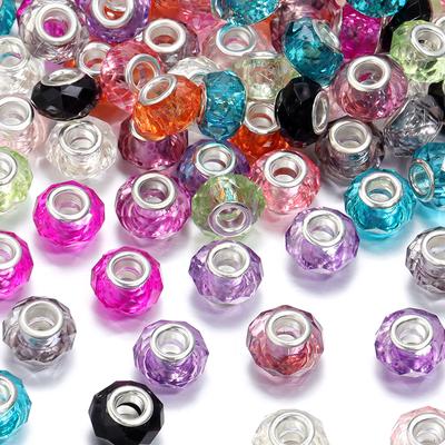 20pcs/Lot Transparent Color Faceted Resin Beads Big Hole Spacer Loose Beads for Jewelry Making DIY Bracelet Necklace