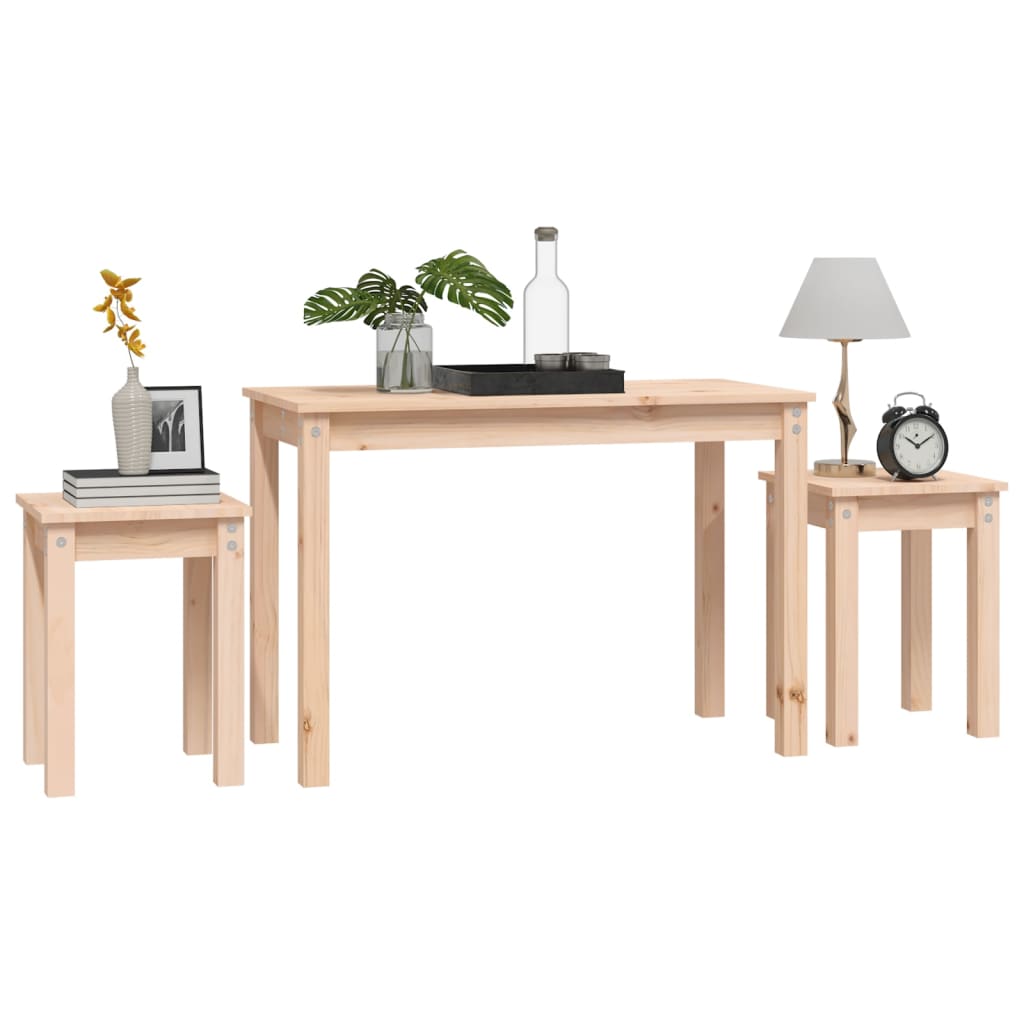 Nesting Tables Set of 3 Solid Pine Wood