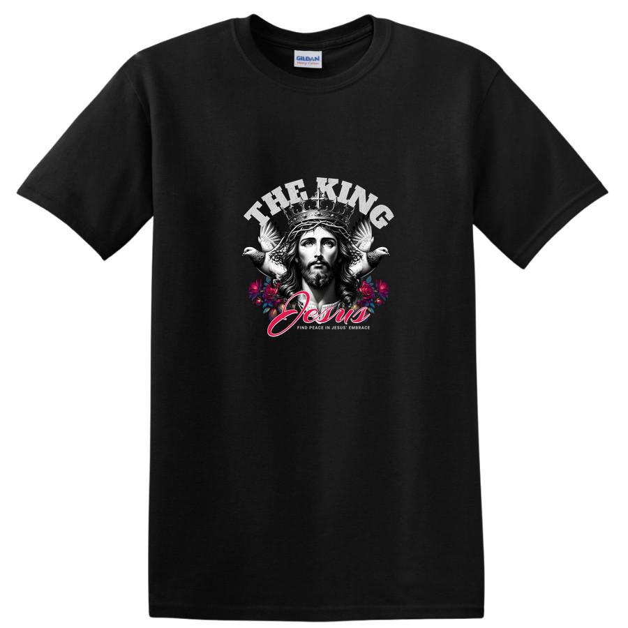 Jesus Crown King T Shirt w/ Floral Design Religious Faith Tee Vintage Style L