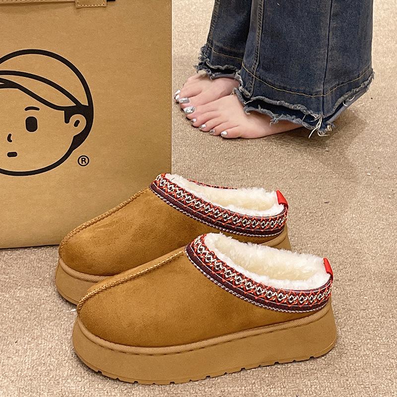 2025 autumn and winter new large size European and American thick-soled snow boots heightened and velvet warm outer wear women