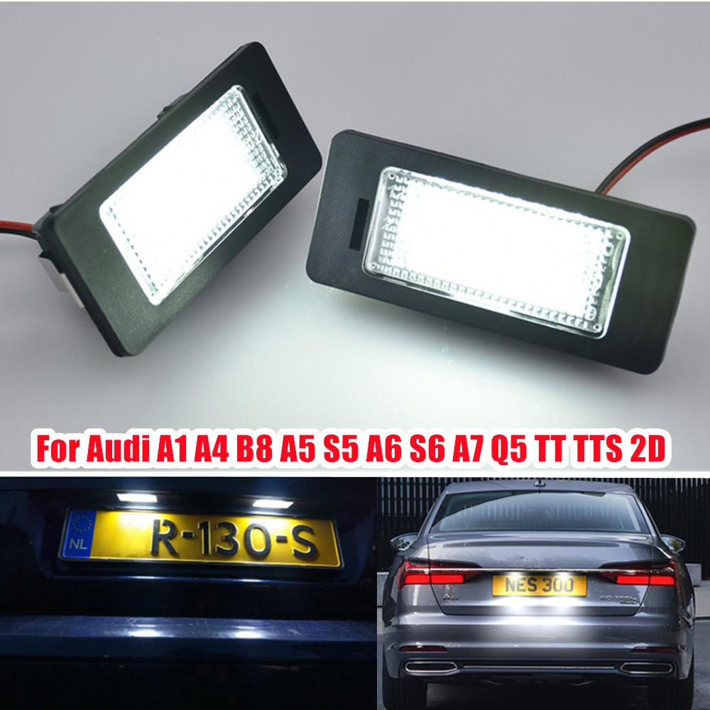 2pcs LED License Plate Light Lamp for A1 A4(B8) A5/S5 A6/S6 A7 Q5 TT TTS RS5 TTRS 2D Roadster
