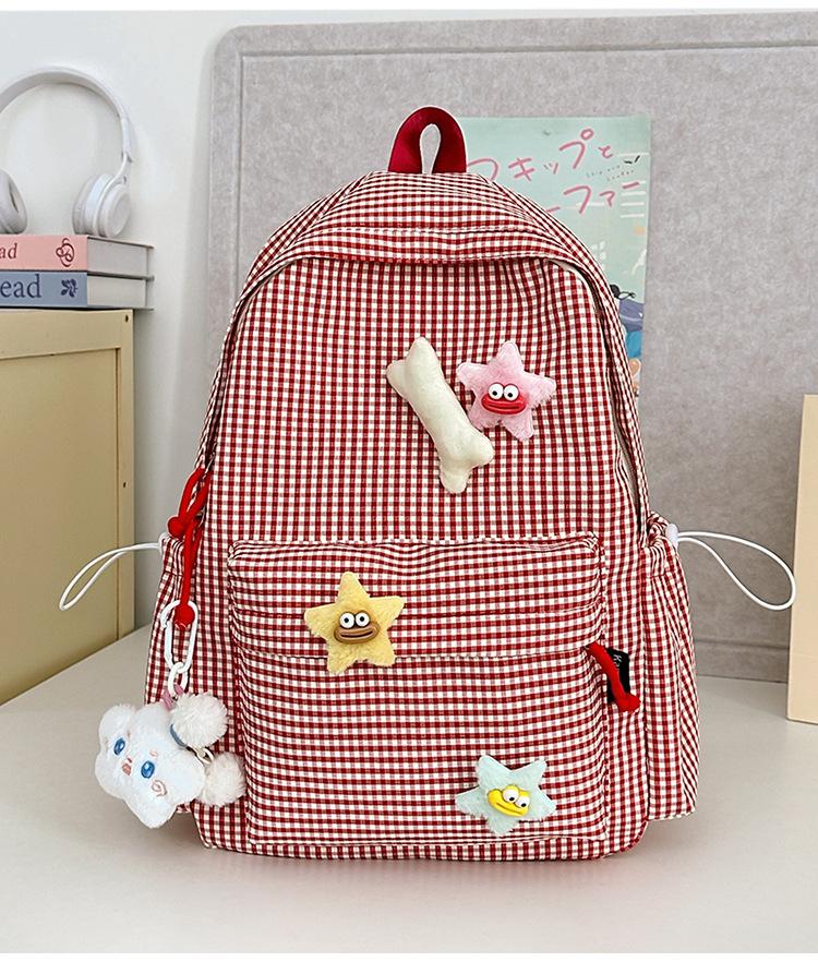 School Bag for Girls 1011 New Candy Color Sweet and Fresh Student School Bag Original Floral Plaid Large Capacity Backpack
