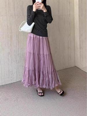 Vier Jahreszeiten Falten Patchwork Rock – Japanischer & Koreanischer Stil Midi für Damen