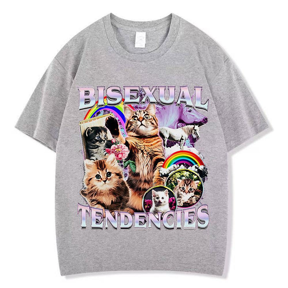 Funny Cat Meme T Shirts Unisexs Unisex Casual Aesthetics Cotton T Shirts Fashion Harajuku Oversized Short Sleeve Loose Tshirts
