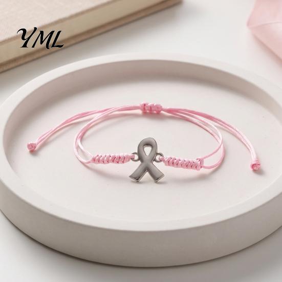 Unisex Minimalist Wrist Accessory 2PCS Hand-woven Braided Bracelets with Metal Ribbon Pendant, Adjustable Cord Awareness Durable Bracelet for
