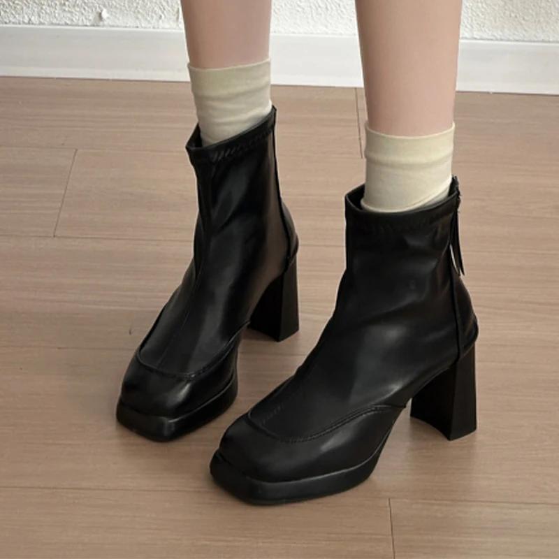 Women's Ankle Boots High Heels Fashion Shoes Designer Chunky Luxury Winter Boots  Pumps New Dress Party Mujer Chelsea Botas