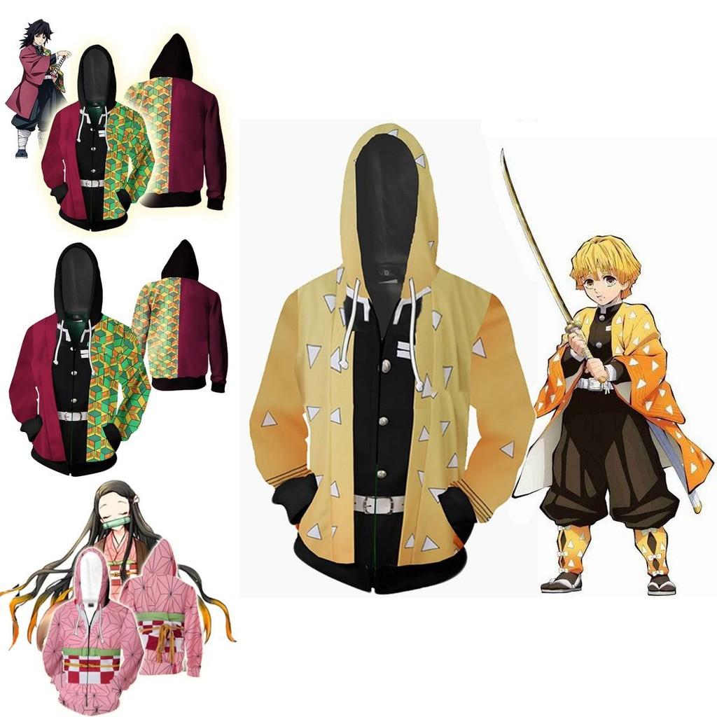 Demon Slayer Kimetsu No Yaiba Lebendiger Weicher Kapuzenpullover mit Reißverschluss für Komfort