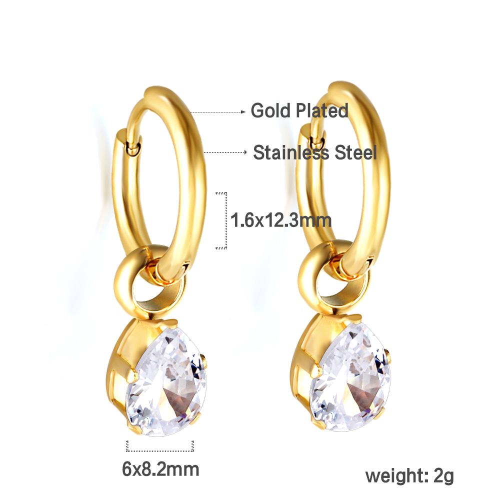 

Exquisite Stainless Steel White Cubic Zirconia Hoop Earrings for Women Waterdrop Star Heart Round Crystal Waterproof