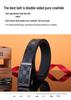 Men's Leather Belt, Genuine Leather, Automatic Buckle, Plaid Pattern