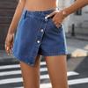 Women's Summer Casual Button-up Irregular Denim Culottes