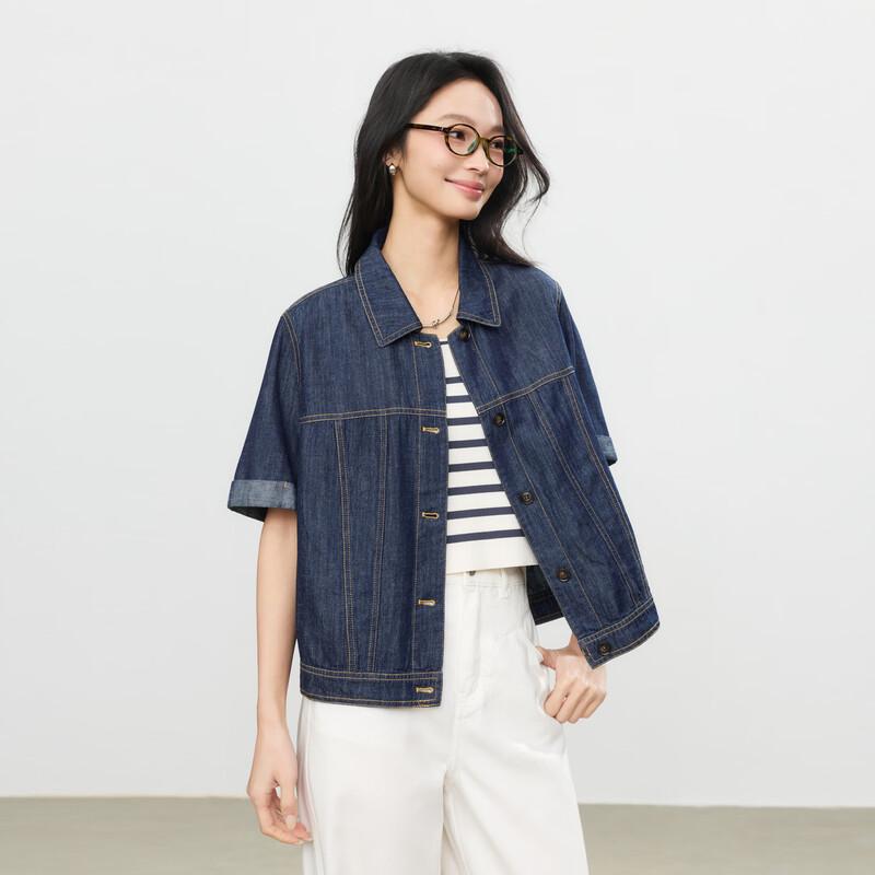 Elva  Island Women s Loose Fit Short Sleeve Denim Jacket S