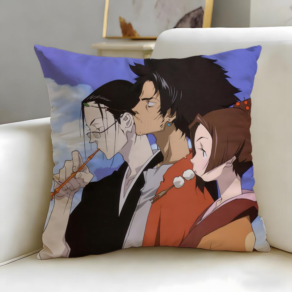 classic anime Samurai Champloo Cushion Cover Soft & Easy-Wash Pillow Case – Versatile for Couch, Bed, Travel and Office
