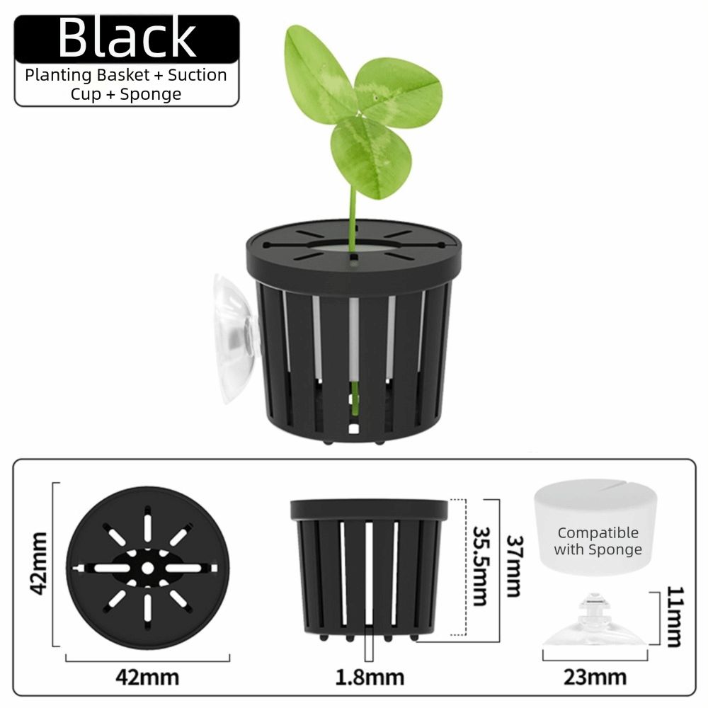 Water Plant Stand Fish Tank Hydroponic Planting Basket Planted Tank Glass Pot Hanging Aquarium Plant Holder Suction Cup Sponge