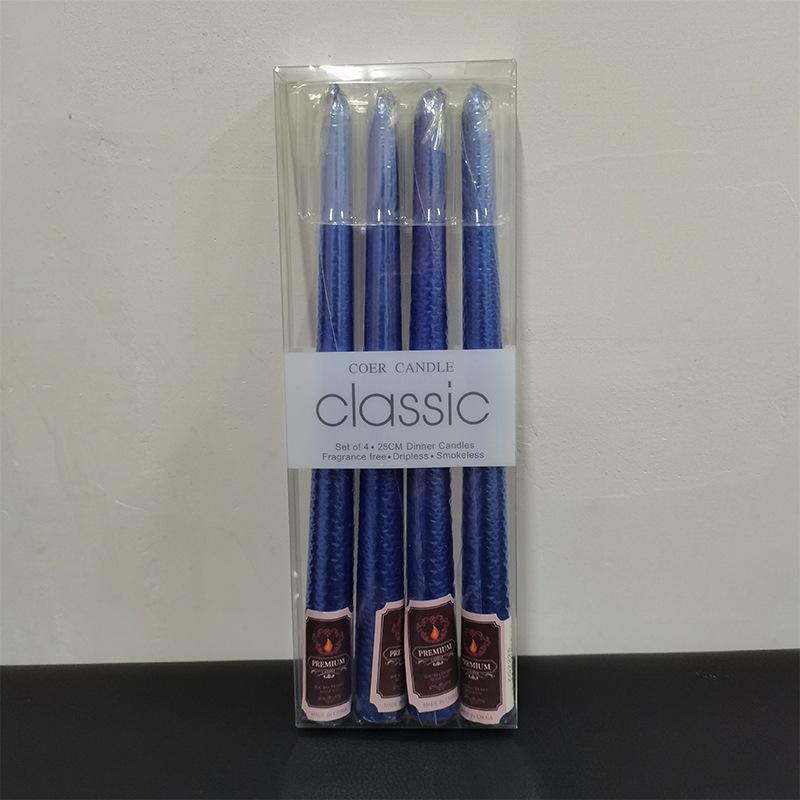 4pcs/box Restaurant Electroplated Thread Candle Long Stem Candle Romantic Wedding Decoration Candle Holder
