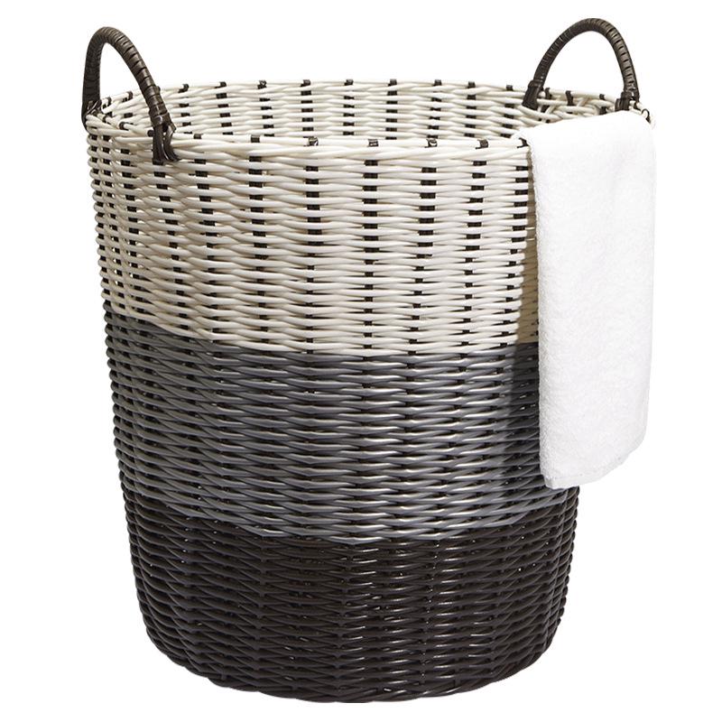 Blue Rattan Woven Laundry Hamper: Multipurpose Basket for Clothes, Toys, and Home Storage