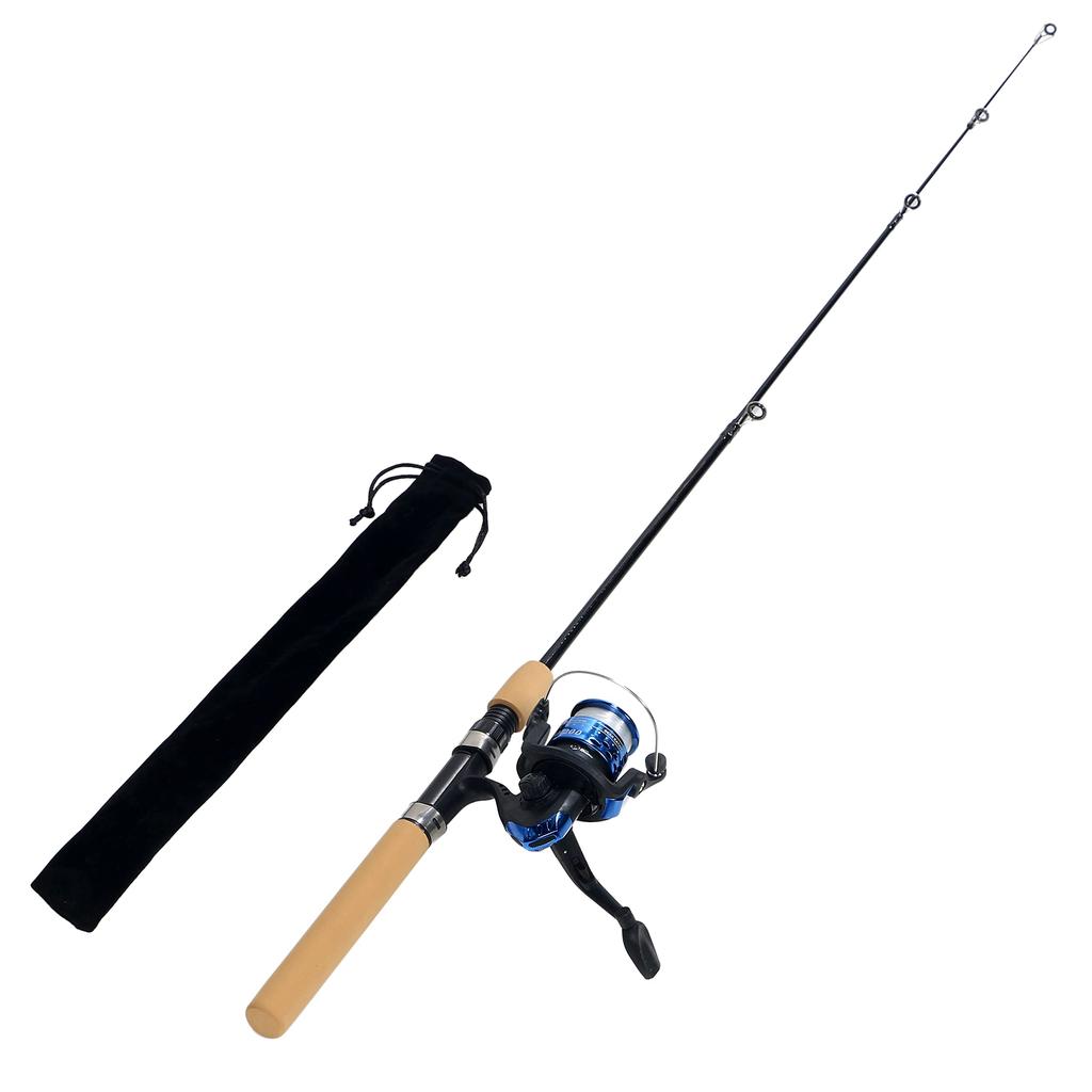 VILTAGE Fishing Rod Set Spinning 100cm Line Rod Case Nylon Line Included [Compact Rod, Reel] Rod, Included, Included, (Blue)