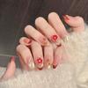 Gilded Koi: Red Rhinestone Champagne Cat Eye Sparkle Handmade Wearable Nails for New Year