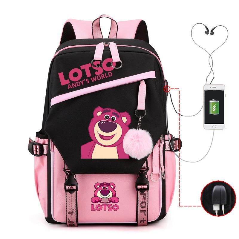 Cute Xiaoqing Strawberry Bear Peripheral High-Value Backpack Lightweight Student School Bag