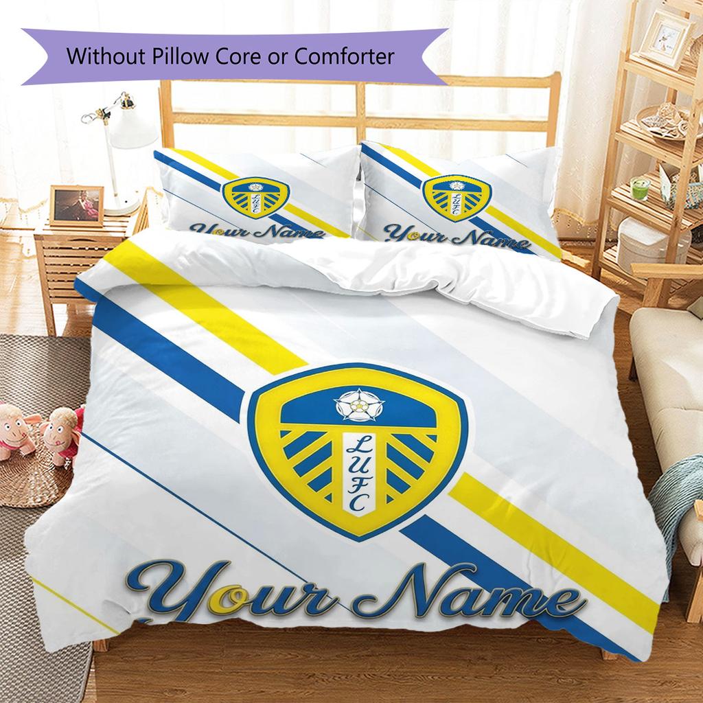 Leeds United Custom Name Pattern Bedding,Quilt Set Quilt Cover Pillowcase Home Birthday Gift(1 * duvet cover + 2 * pillowcase, without core)