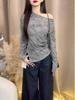 Autumn Tie-Dye Long Sleeve Slimming Women's Top | Flattering Base Layer Shirt