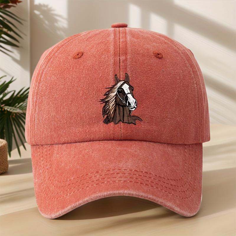Trendy Versatile Fashion Horse Head Print Washed Vintage Soft Top Sunshade Baseball Cap Unisex Baseball Cap