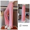 2024 Girls' Summer Ice Silk Straight-Leg Pants - Thin, Loose, Long-Leg Design for Big Kids