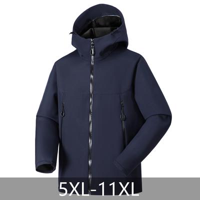 Jaqueta Softshell Masculina Tamanho Grande com Forro de Fleece, Capuz, à Prova de Vento, Impermeável, para Exterior, Tamanho Grande, com Zíper Completo