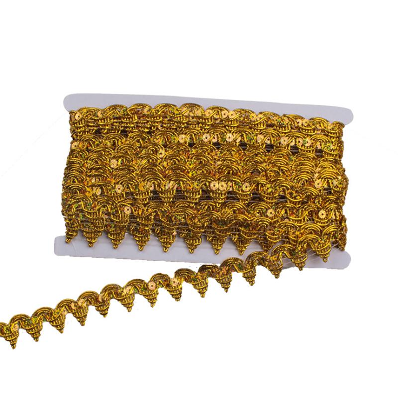 DIY Costume Sewing 25MM 9 m Braided Sequined Lace Trimming Gold Fabric Lace Danceweware Metallic Tatting Trim Lace