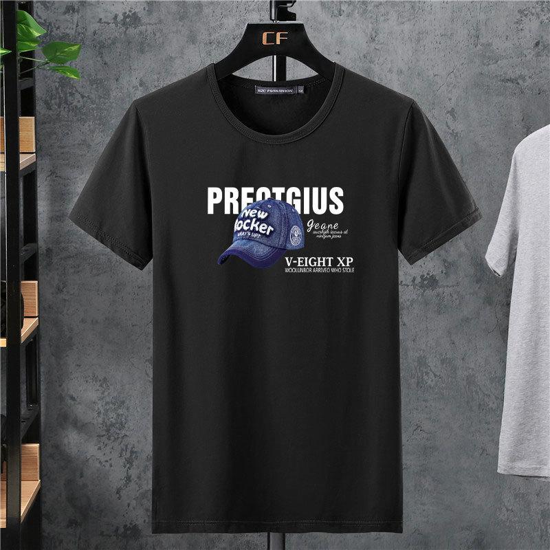 Мужская летняя эластичная мужская хлопковая футболка с короткими рукавами — фото 15